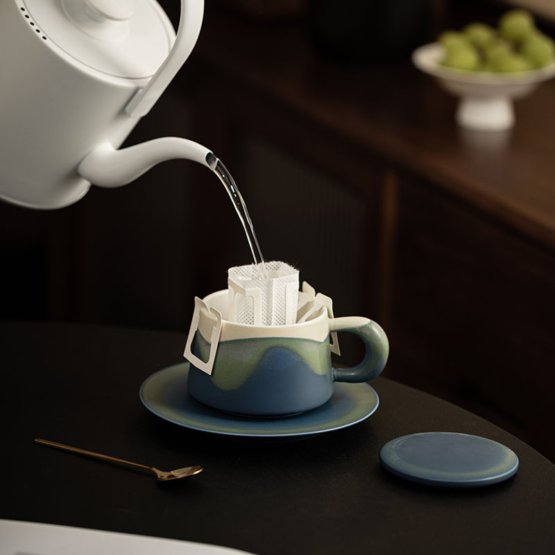 Tách cà phê núi kèm đĩa, cốc sứ gia dụng có nắp, cốc uống nước cá nhân văn phòng, cốc đôi