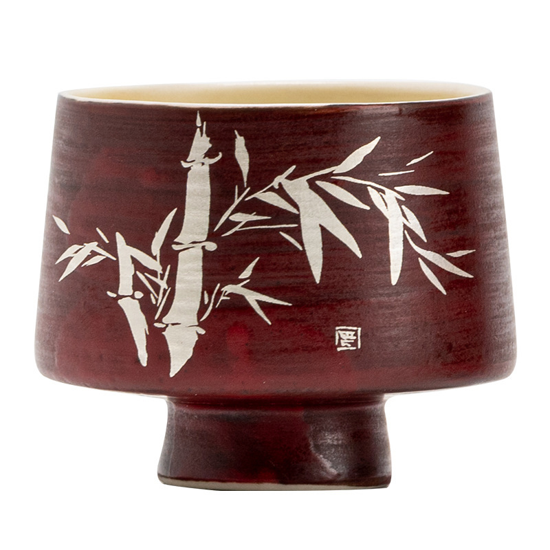 Cốc trà gốm sứ cổ điển phong cách Trung Quốc màu hồng, cốc chủ nhân, bộ trà duy nhất Kung Fu, tách trà nghệ thuật trà cao