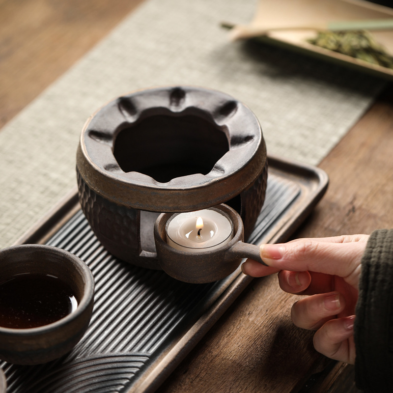 Bộ trà Kung Fu gốm thô kiểu Nhật Bộ trà nhỏ Khay trà đơn giản 2 người 1 ấm 2 cốc