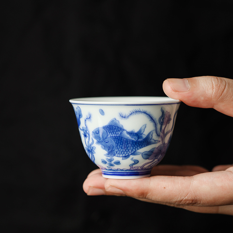 Cốc trà sứ trắng xanh mẫu mới dụng cụ trà kungfu gia dụng cốc trà phục vụ khách hàng bát trà nhỏ cốc chủ nhân gốm sứ