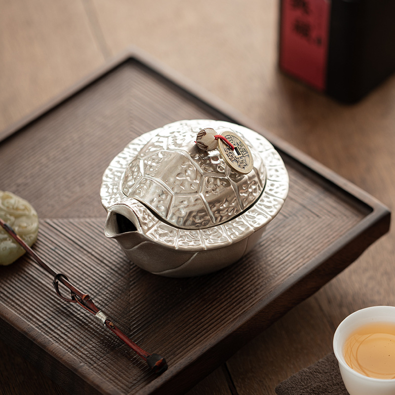 Ấm trà thế giới giàu có mạ bạc sáng tạo dụng cụ pha trà Kung Fu gốm cổ điển gia dụng hộp quà ấm trà đơn cỡ nhỏ