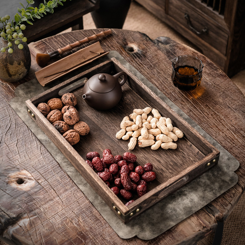 Khay gỗ paulownia kiểu Trung Quốc, nấu trà, phụ kiện trà, đồ ăn nhẹ, đĩa giải khát buổi chiều, bánh ngọt, đồ ăn nhẹ, trái cây sấy khô