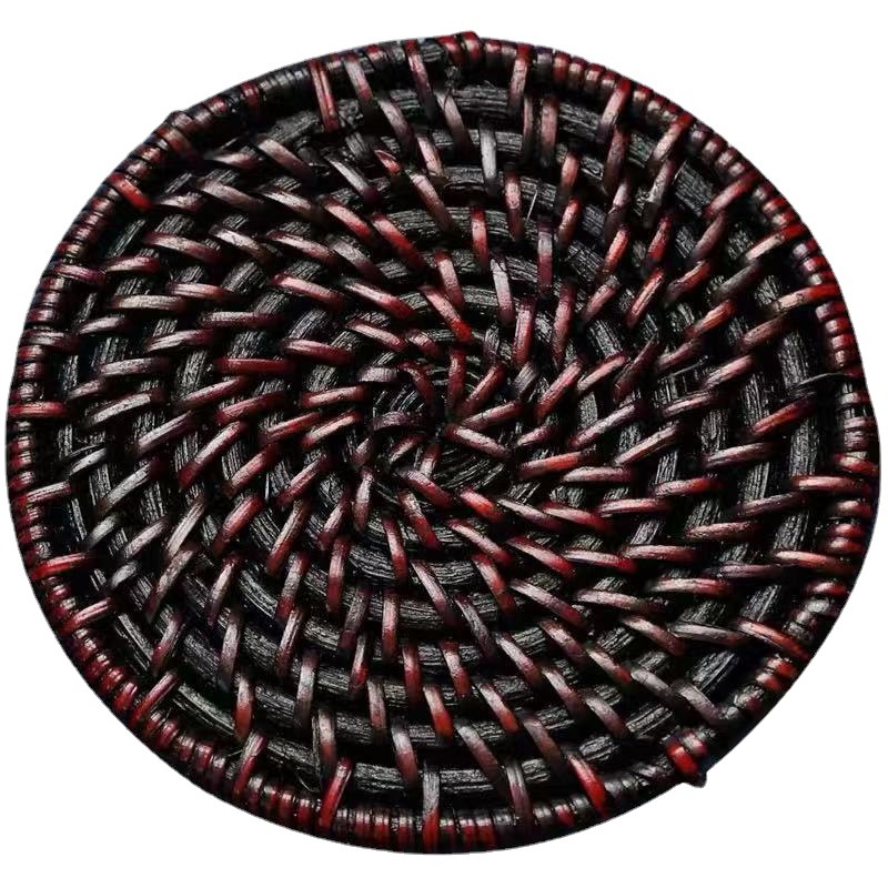 Đế lót ly bằng mây đan thủ công kiểu Trung Quốc, miếng cách nhiệt, thảm lót tách trà, thảm lót ấm trà, hộp đựng, phụ kiện trà đạo Kung Fu, bộ trà