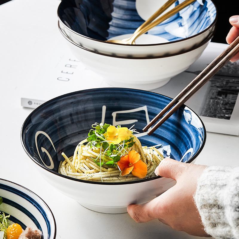 [Giảm giá thông quan đặc biệt] Bát gốm sứ, bát lớn gia dụng, bát súp, bát mì, bát xô kiểu Nhật 8 inch, bát salad