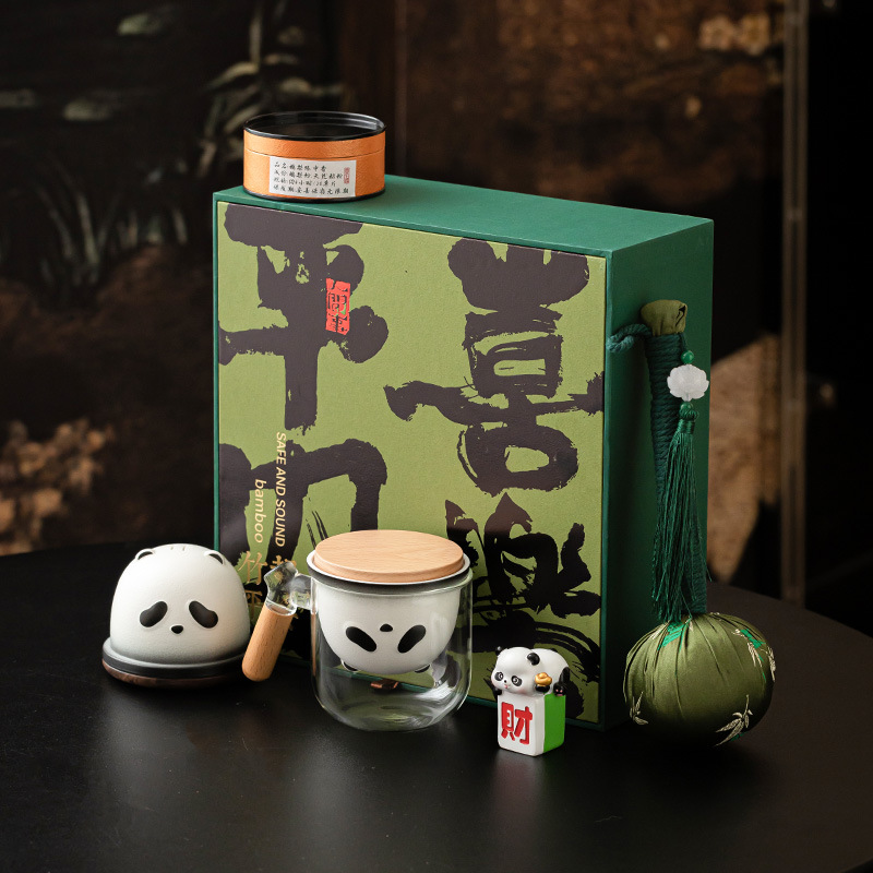 Cốc pha trà gấu trúc, cốc sứ, quà tặng tay, quà tặng sinh nhật sáng tạo và thiết thực cao cấp, hương thơm, món quà nhỏ