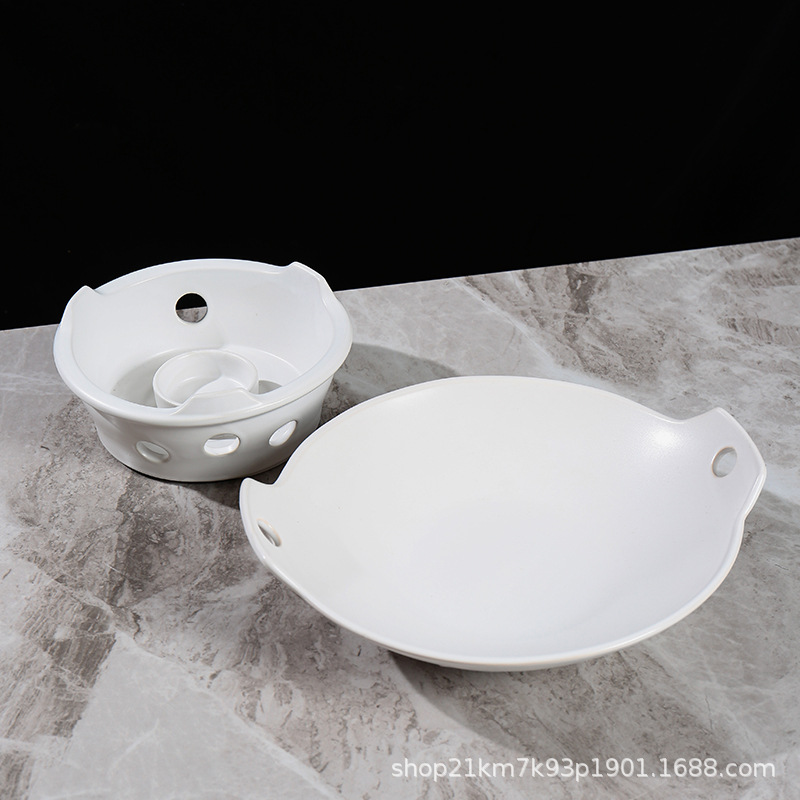 Đĩa gia nhiệt cồn, thịt chiên nhỏ bằng gốm cạn, bộ đồ ăn, cùng kiểu, nồi khô, nến, bếp nhà Minh, thương mại, món ăn Hồ Nam kiểu Trung Quốc mới