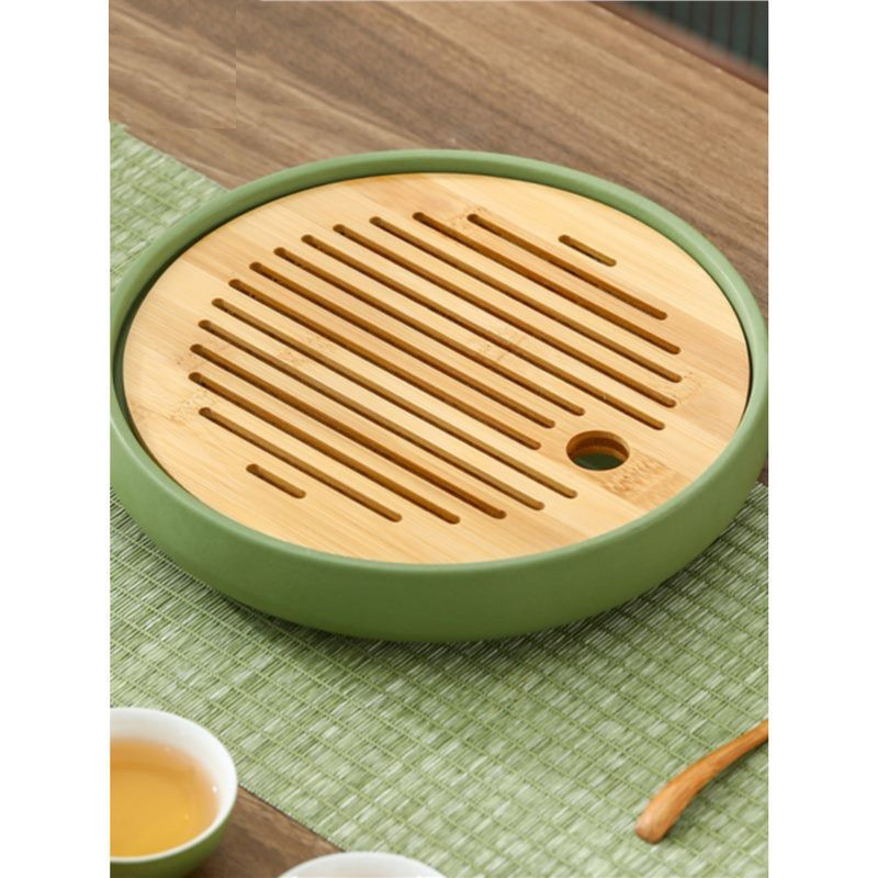 Khay trà gốm sứ pha khô gia dụng cao cấp tinh tế giá trị cao phong cách Trung Quốc mới cổ điển hình tròn sáng tạo khay trà trữ nước bán buôn