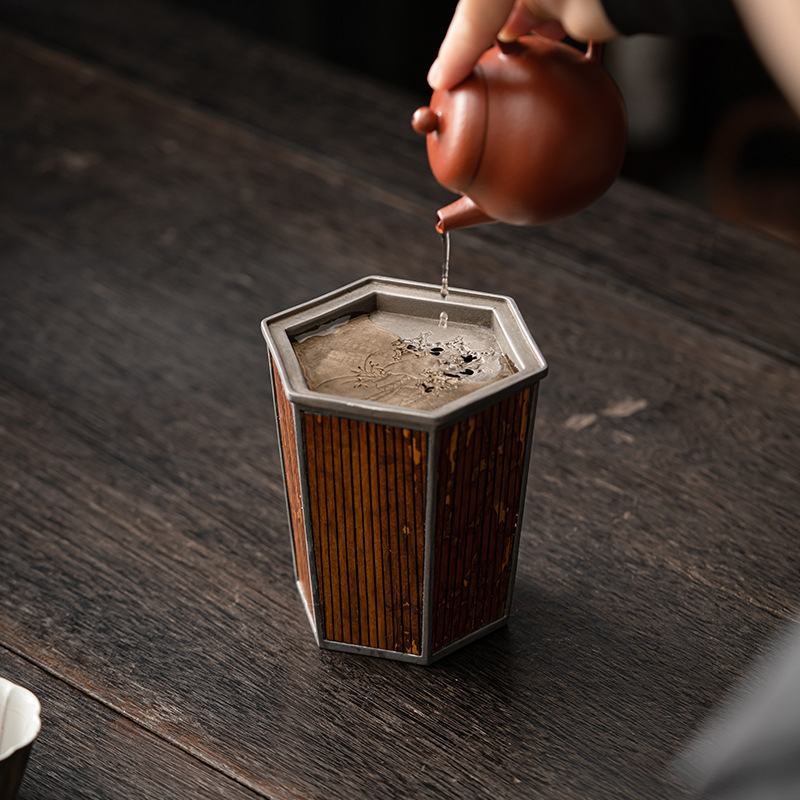 Xiangfeizhu lục giác Jianshui retro khô bong bóng bộ trà kungfu thùng bã trà bát nước rửa trà đạo phụ kiện rửa trà bán buôn