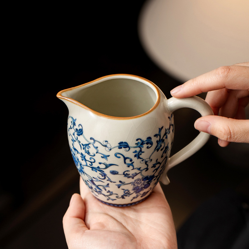 Cốc công thức làm đẹp hoa sen xanh trắng Ru Kiln Bộ trà Kung Fu Bộ trà gốm sứ biển dụng cụ tách trà đơn gia dụng