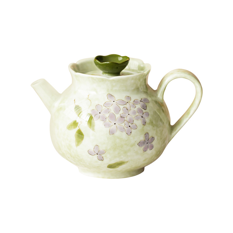 Ấm trà hoa cẩm tú cầu vẽ tay dụng cụ trà Kung Fu gốm sứ gia dụng ấm trà đơn phong cách Trung Quốc có lọc để tặng quà cho nữ