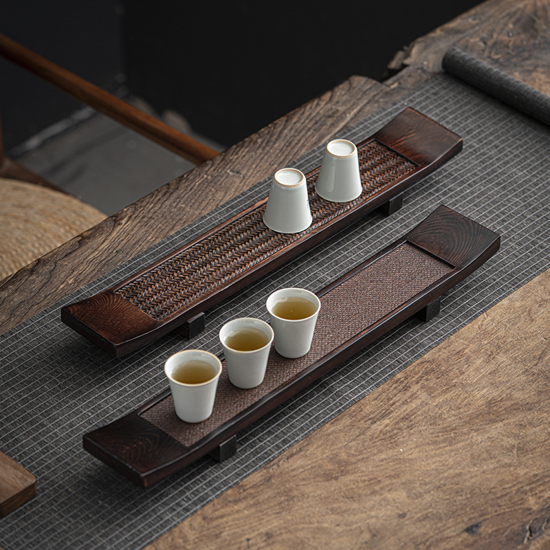 Nhà sản xuất bán buôn giá để cốc gỗ nguyên khối hình chữ thập cổ điển giá để cốc treo phụ kiện trà đạo đĩa bong bóng nhỏ khô Zen ý gia dụng