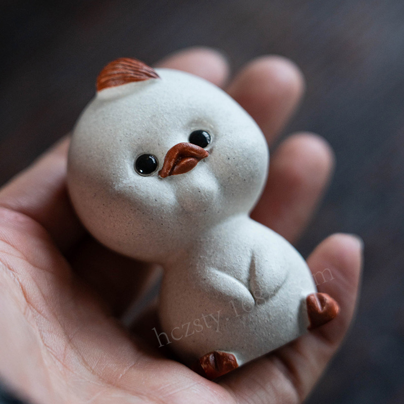 Đồ trang trí nhỏ cho thú cưng trà cát tím vịt nhỏ màu vàng thú vị có thể nuôi trà điêu khắc chơi trà trang trí khay trà nhỏ quà trà tinh tế