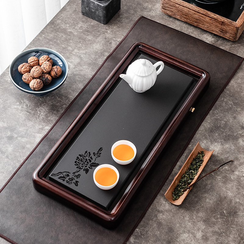 Khay trà gỗ đàn hương gỗ mun sáng tạo Da'antang Bộ trà Kungfu hút nước đơn giản thoát nước gia dụng khay trà pha khô