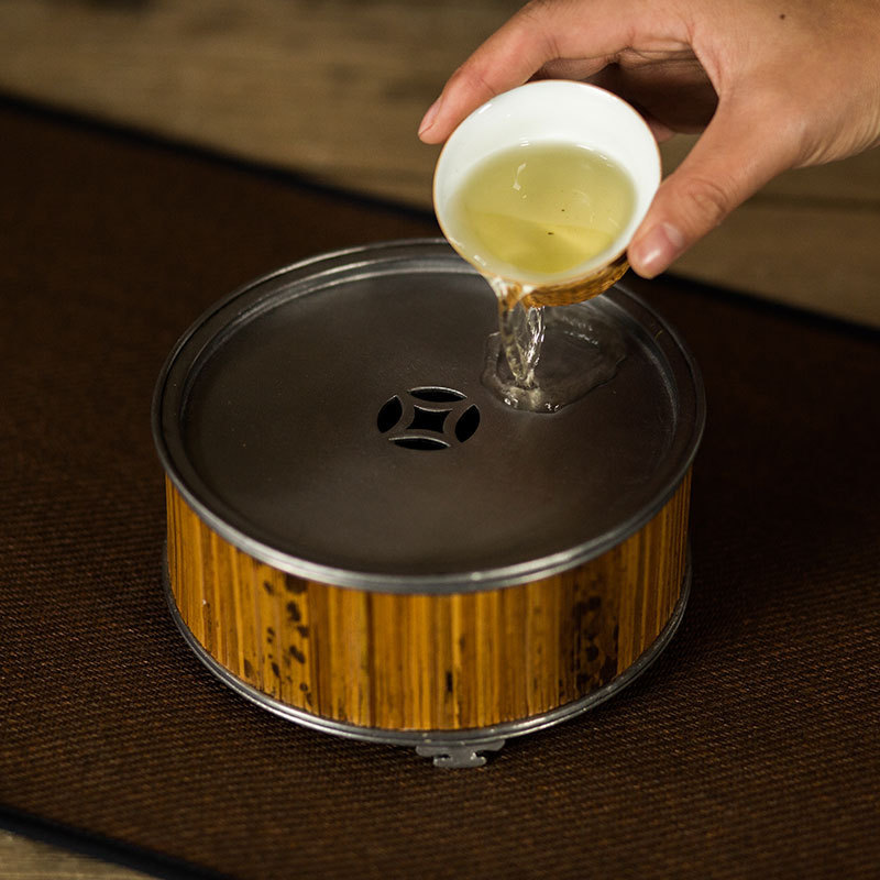 Ấm thiếc cổ bằng tre Xiangfei, ấm lưu trữ khay xốp khô, ấm giữ ấm, bàn trà nhỏ, Khay trà, dụng cụ trà Kung Fu, khay, đáy ấm