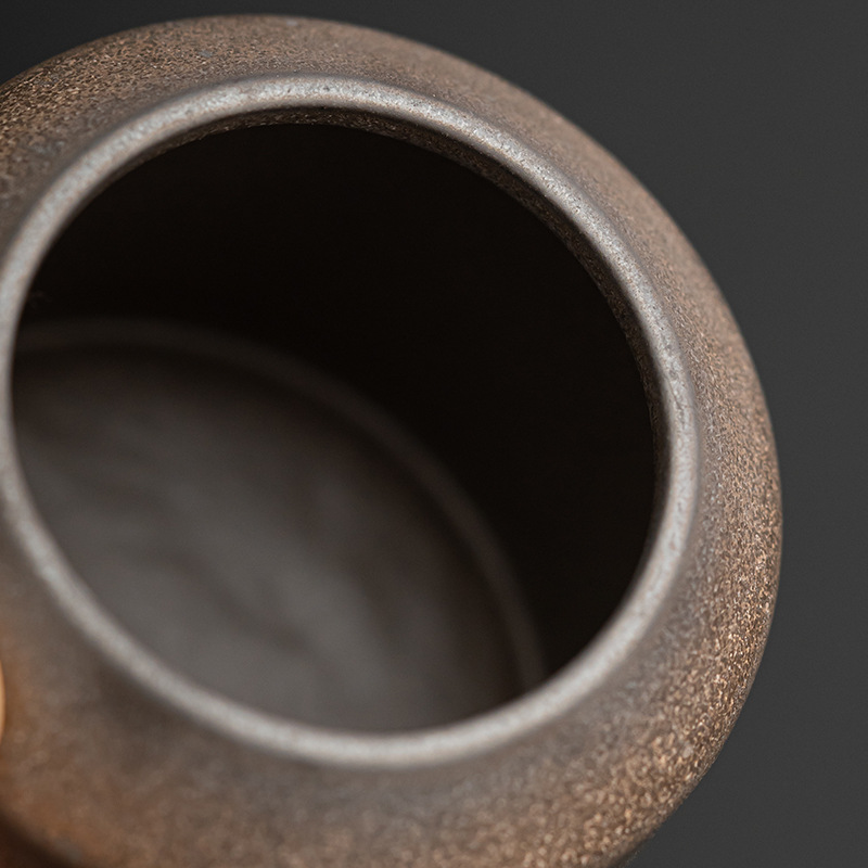 Bình đựng trà gốm thô hồng kiểu Nhật, bình đựng trà kho trà nhỏ gia dụng, dụng cụ trà Kung Fu, phụ kiện trà đạo