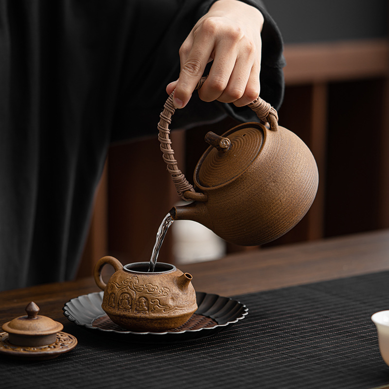 Nước sốt Men Bùn đá cũ dụng cụ nấu trà dụng cụ nấu trà ấm lò cắm trại ngoài trời phụ kiện nấu trà ấm trà đế sưởi ấm