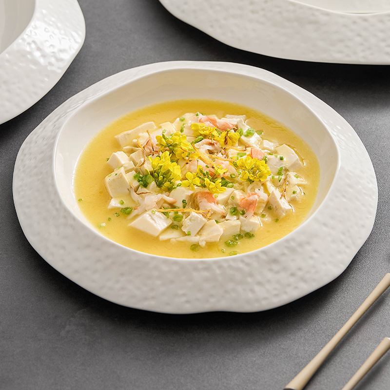 Đĩa sâu gốm sứ Big Dipper Đĩa bát canh Đĩa gia dụng Đĩa ăn sáng tạo Đĩa ăn núi lửa Bộ đồ ăn khách sạn Đĩa mì Ý Đĩa tròn