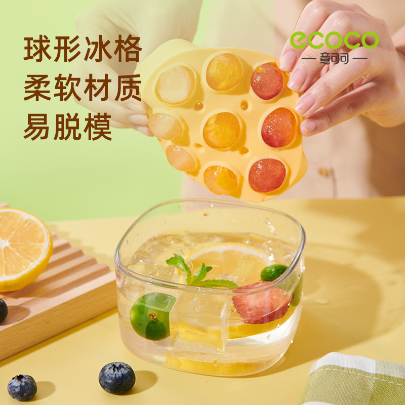 Khuôn đá viên ecoco ép cấp thực phẩm lưới đá gia dụng tủ lạnh tự chế tạo hộp bảo quản đá viên thần thánh