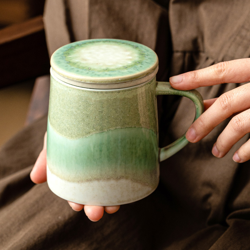Cốc cốc màu xanh ngọc bích núi biển cốc cốc tách nước trà gốm cốc văn phòng cốc nước giá trị cao gia dụng cốc trà