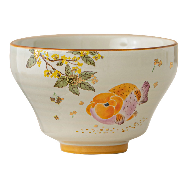 Cốc trà cổ màu xám thực vật cốc chủ nhân cá vàng osmanthus cốc cổ trăng cốc trà gia dụng cỡ lớn cốc chuyên dùng uống trà