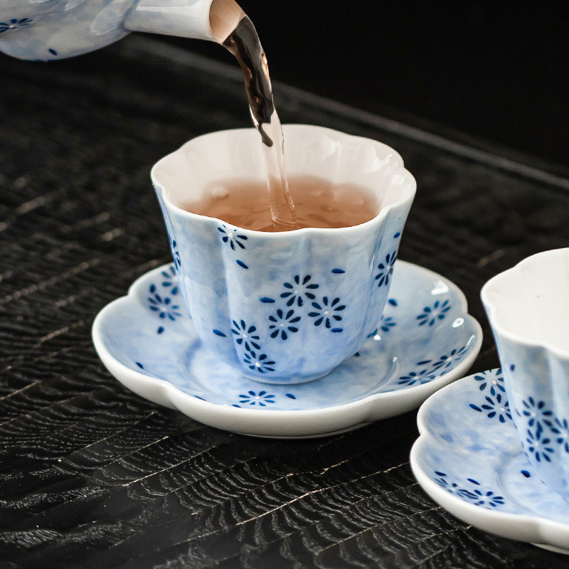 Cốc trà Kung Fu hoa cúc xanh cốc cánh sen gốm vẽ tay cốc chủ nhân tinh tế gia dụng cốc trà giá trị cao cốc đơn