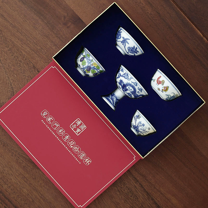 Bộ ấm trà văn hóa và sáng tạo Tử Cấm Thành Bộ ấm chén sứ trắng xanh của chủ nhân, quà tặng đặc trưng Trung Quốc cho bạn bè nước ngoài