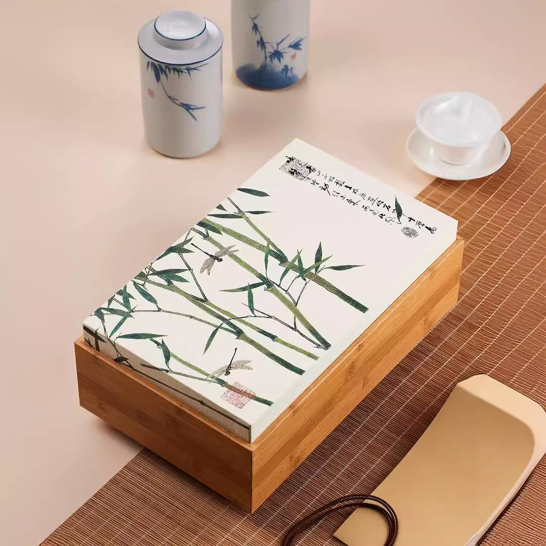 Hộp quà tặng bao bì trà trà Enshi Yulu Long Tỉnh kiểu Trung Quốc hộp rỗng hộp gốm sứ hoa văn tre trà đen trà xanh