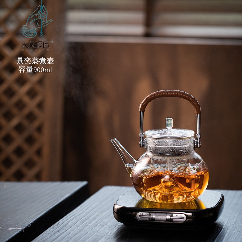 Ấm pha trà thủy tinh Tianjiu Lijiang Ấm pha trà Jingyi Nồi nấu ăn bằng gốm điện chuyên dụng dụng cụ pha trà Ấm thủy tinh chùm nâng