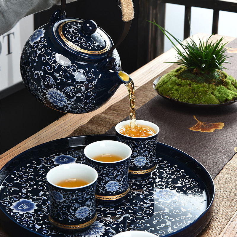 Ấm trà cầm dầm kiểu Trung Quốc ấm trà đơn ấm trà nhà hàng dung tích lớn ấm trà hoa ấm trà Bộ trà Kungfu gia dụng