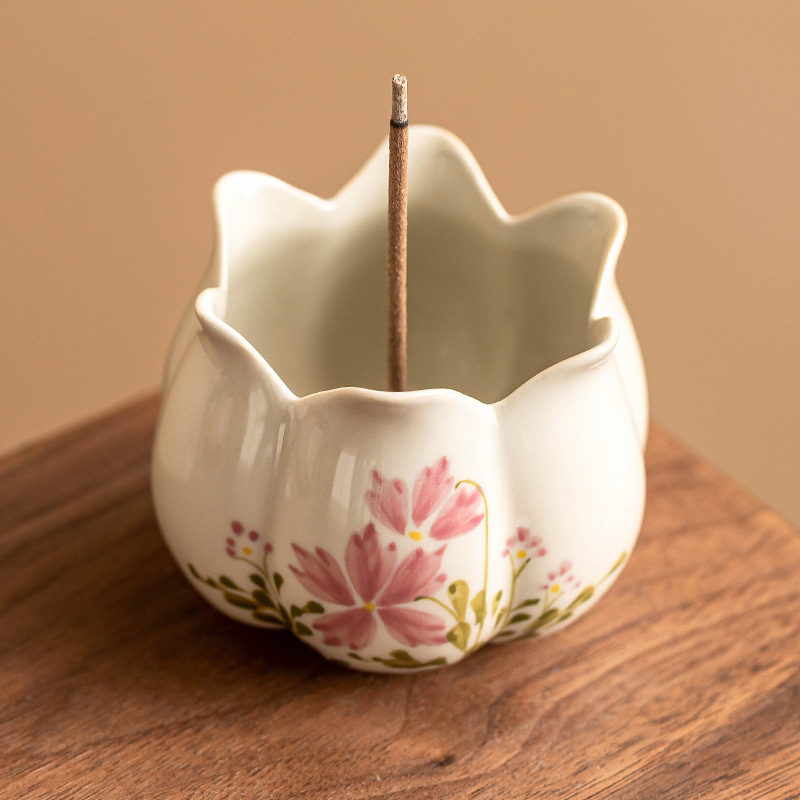 Lư hương hoa cúc nhỏ thắp hương gia dụng trong nhà phòng khách phòng làm việc để bàn đồ trang trí nhỏ thắp hương ghế cắm hương chỉ hương