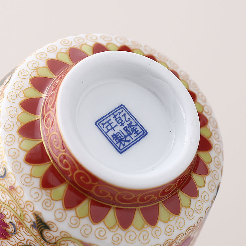 Cốc trà gốm sứ tráng men cốc chủ nhân cốc đôi rồng phượng gia dụng cỡ lớn dụng cụ trà Kung Fu thủ công cốc đơn cá nhân