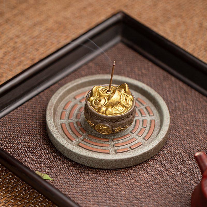 Bát Quái Đồ cắm hương khay hương sáng tạo kiểu Trung Quốc Đồ trang trí bàn trà gia dụng Phụ kiện bộ trà khay hương