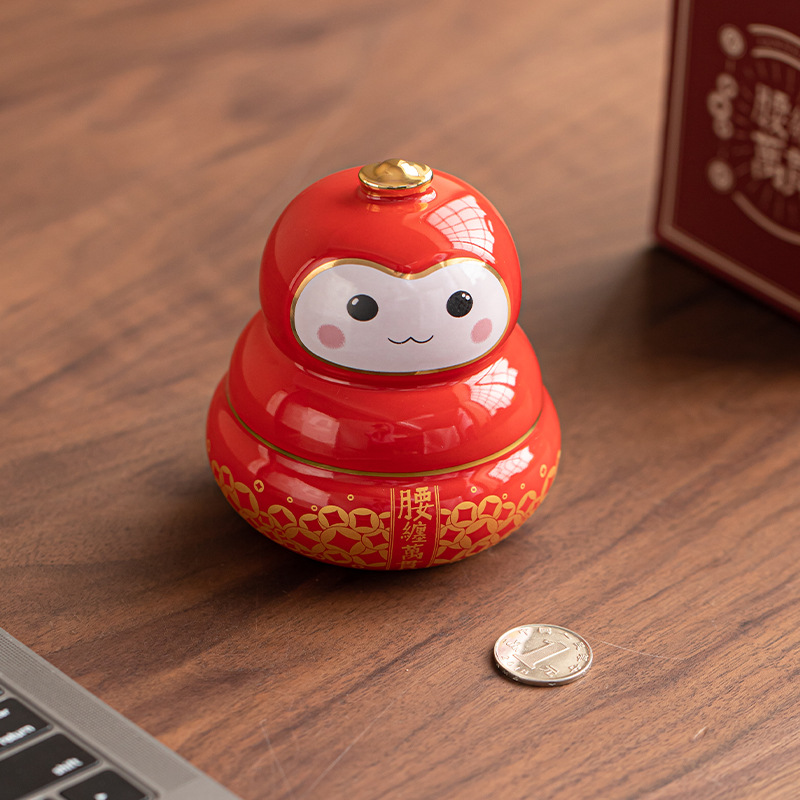 Hũ đựng tiền bằng gốm Wanguan bọc eo hũ đựng tiền tốt lành năm con rắn