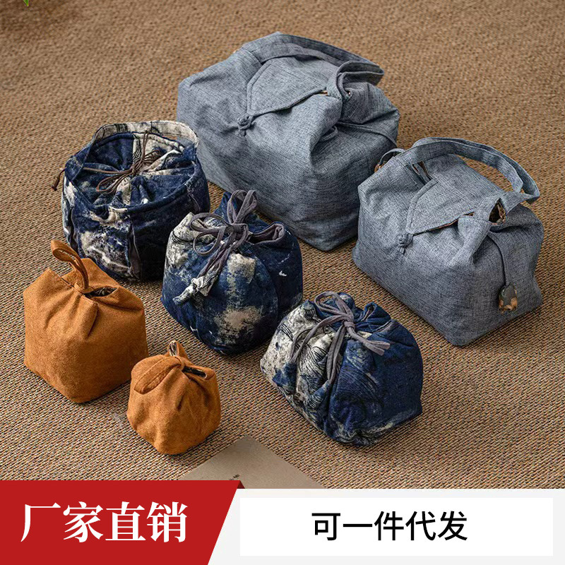 Túi đựng đồ chùm nâng túi đựng trà bộ trà du lịch túi đựng đồ chần bông cầm tay một ấm hai chén ấm trà hộp đựng đồ trà