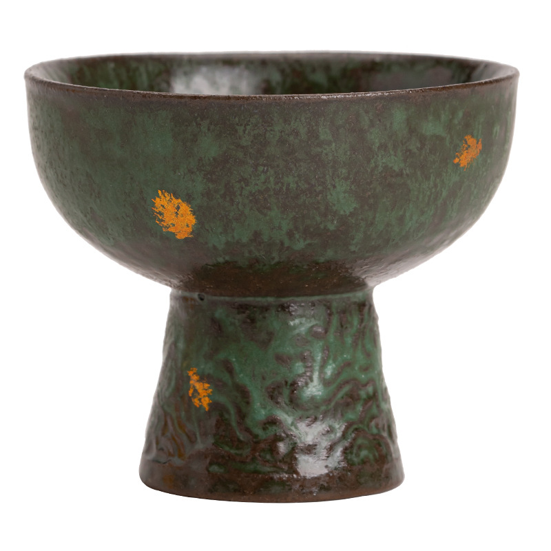 Kongjizhai Lao Rock Mud Xiangyun Cao cốc chủ nhân cao chân mạ bạc bộ trà gốm sứ tráng men bằng đồng tách trà đơn