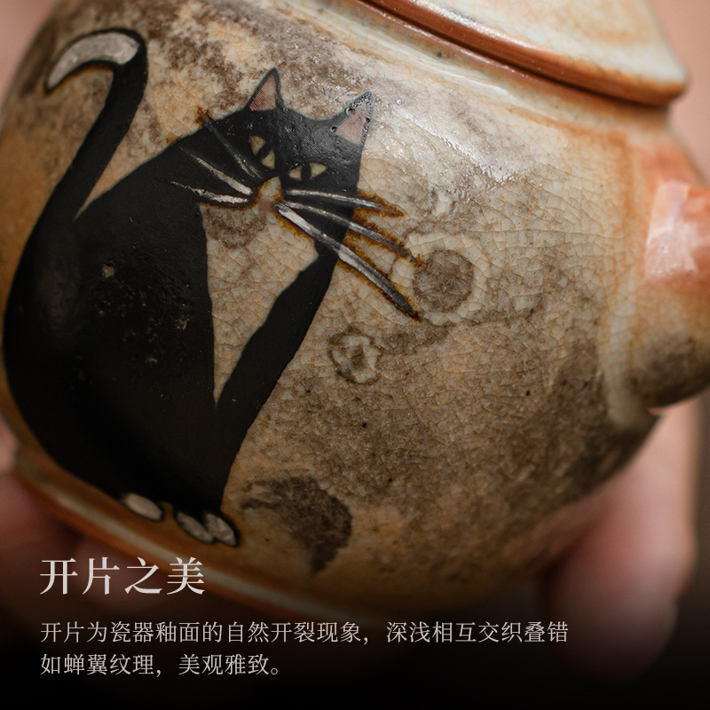 Zhiye Cat Tingyu Ấm đun nước thay đổi bộ trà Kung Fu gốm cổ điển ấm pha trà bóng lỗ lọc ấm đơn nhỏ