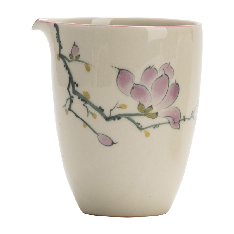 Tách Trà Hoa Mộc Lan vẽ tay, phụ kiện Bộ trà gốm sứ, tách trà đơn cao cấp, không nóng tay