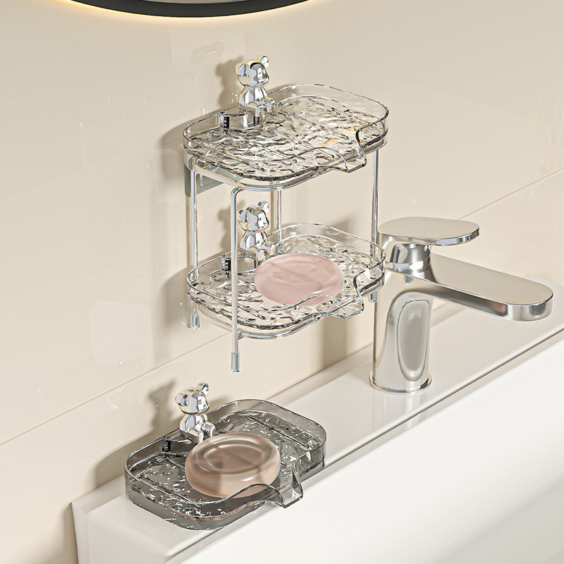 Phòng tắm sang trọng nhẹ hai lớp hộp xà phòng giá xà phòng sóng nước hộp xà phòng giá treo tường hộp xà phòng thoát nước