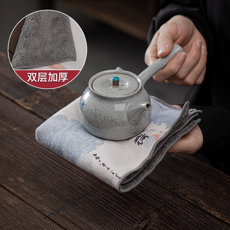 Khăn Trà Sơn Khăn trải bàn trà Khăn trải bàn thấm nước dày dặn vải trà phong cách Nhật Bản vải dệt Thiền khăn bông lanh phụ kiện trà đạo