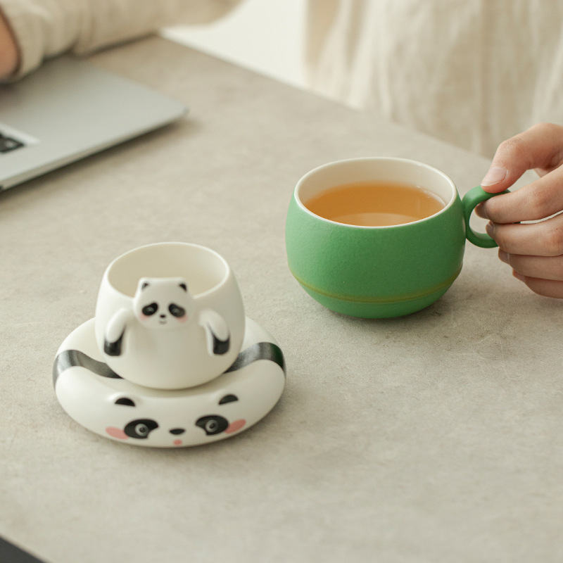 Chupu Panda Tách trà Tách trà Trà gốm Tách trà có nắp Cốc cà phê sáng tạo Cốc nước Quà lưu niệm