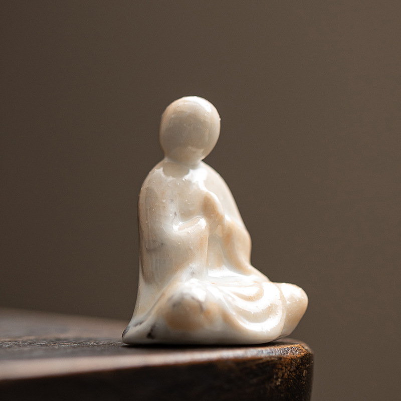 Đồ trang trí bằng gốm sứ không pha phật có thể mở ra để nâng vật nuôi trà nhân vật mini Zen đồ chơi trà phòng khách bàn trà phụ kiện trang trí