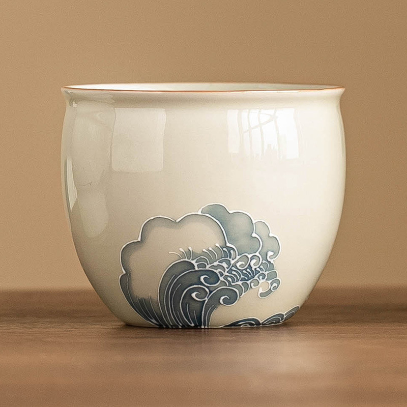 Cốc cốc cốc cốc cốc sứ vẽ tay gốm sứ cốc chủ nhân bộ trà Kung Fu Trung Quốc đơn giản cốc trà đơn