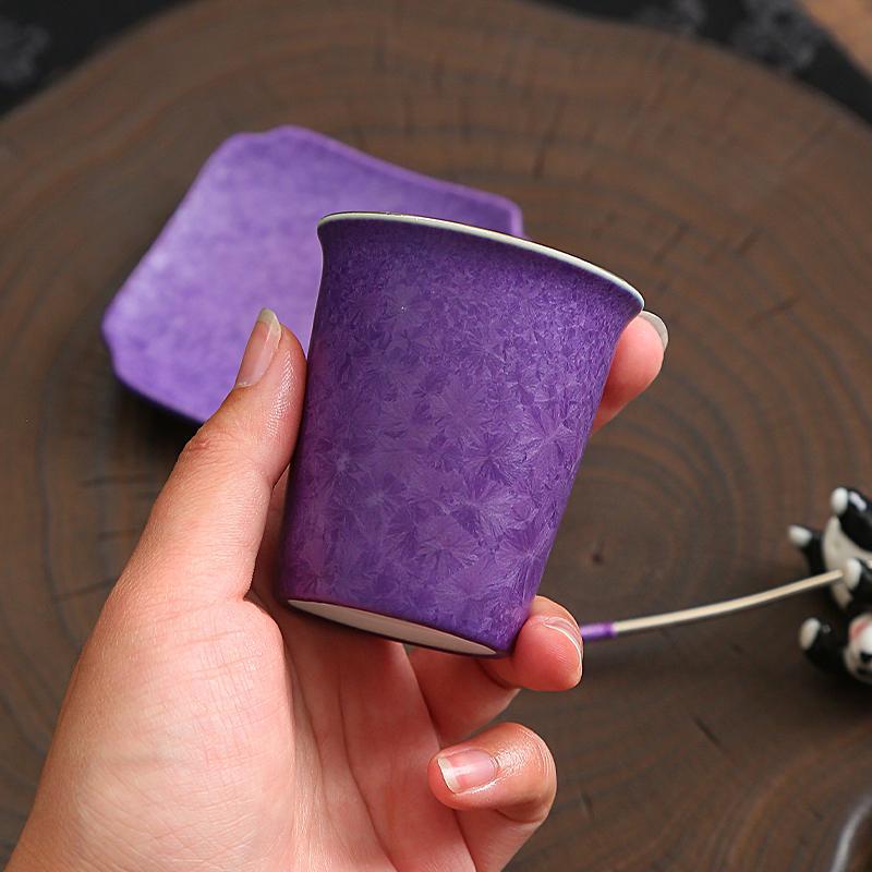 Tách trà men pha lê màu tím, tách trà chống bỏng, bộ trà, cốc uống nước, quà tặng cao cấp, tinh tế, sang trọng và sang trọng