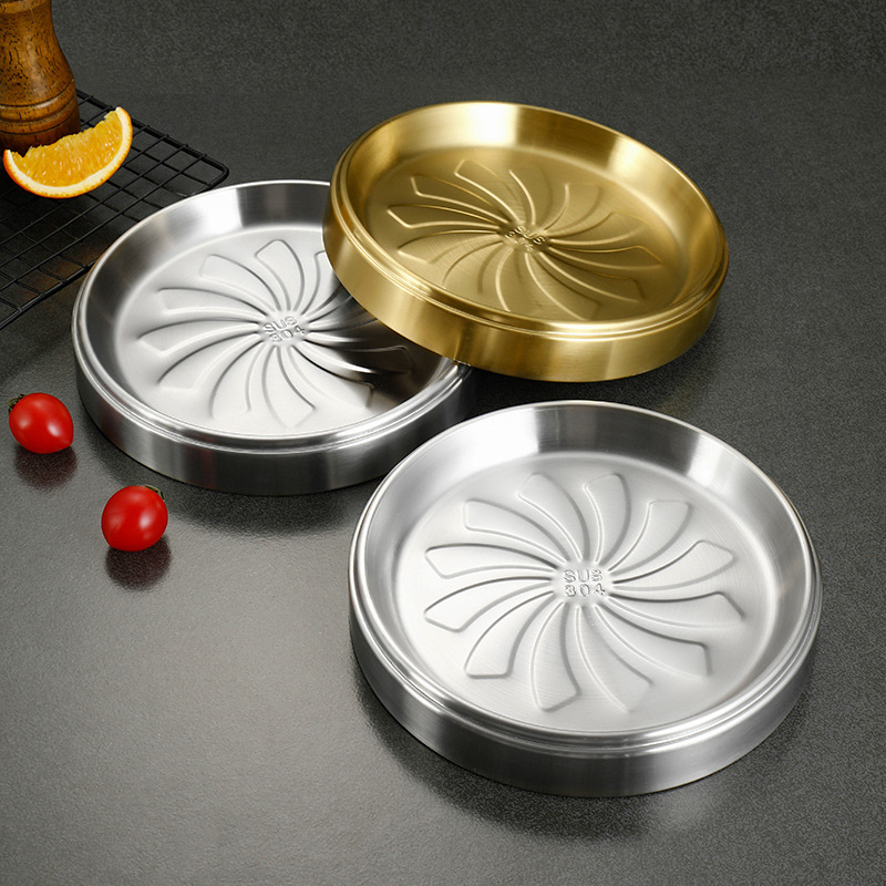 Đĩa topping đồ nướng, lẩu nhúng, khay đựng thức ăn buffet inox 304 size 20-23cm PBCP27