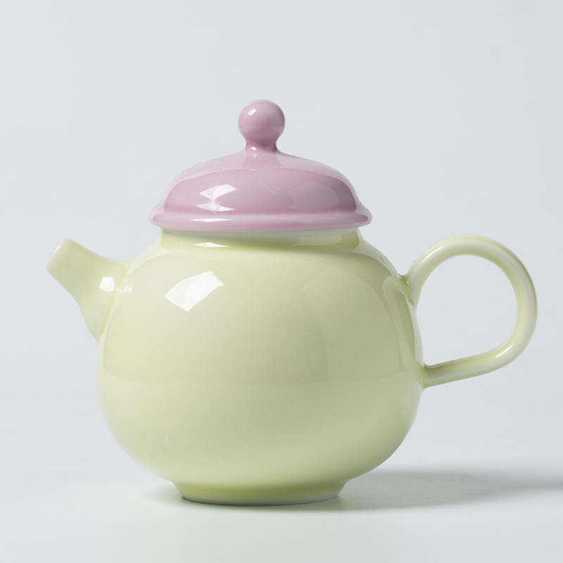 Ấm trà tay cầm bên gốm sứ tươi mới ấm trà ấm trà ấm trà ấm trà phòng trà cổ điển ấm trà tráng men màu Trung Quốc gia dụng