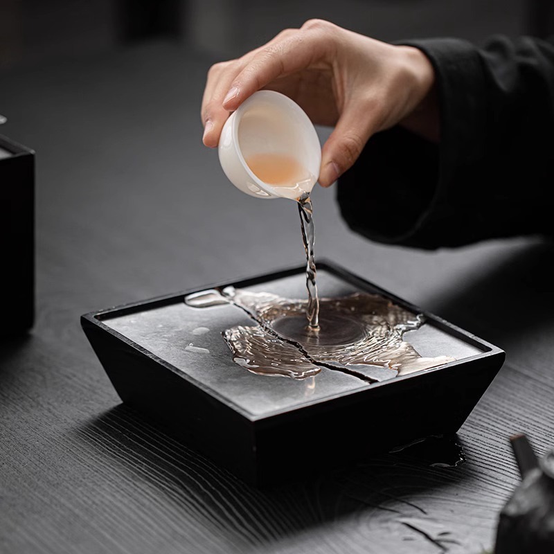 Gỗ sáp trắng gỗ rắn rắn xây Nước Rửa Trà gia dụng cổ điển washanfeng Thùng rác Thùng nước Phụ kiện Bộ trà Kungfu