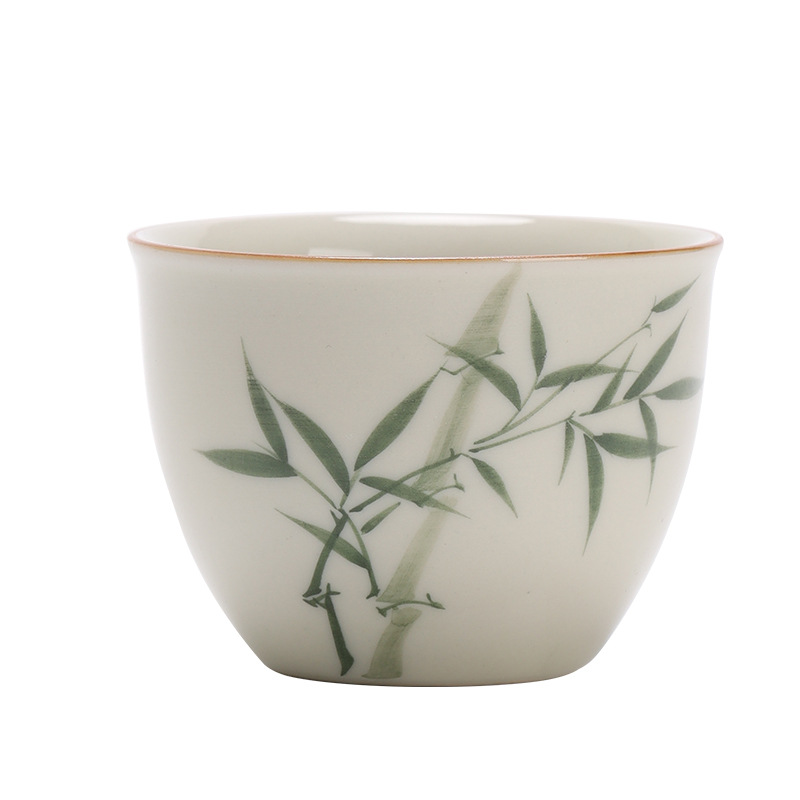 Vẽ tay màu xanh ngọc lục bảo phong thủy Bình phong thủy Cốc gốm sứ Kung Fu cốc chủ sở hữu cốc đơn cao cấp Tách Trà Cá Nhân