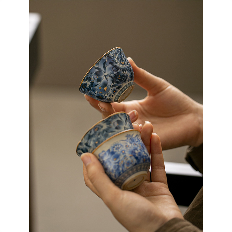 Cốc chủ nhân Ruyao Jinwanhua cốc trà cốc trà cao cấp cốc trà đơn gốm sứ chuyên dụng cá nhân cốc trà