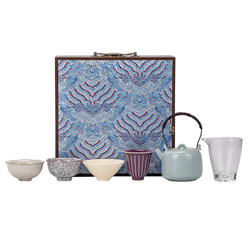 Mới năm chén trà lò nổi tiếng, bộ ấm trà, chén trà, hộp quà cao cấp, sản phẩm gia dụng, chén trà, chén chủ, ấm trà, quà lưu niệm