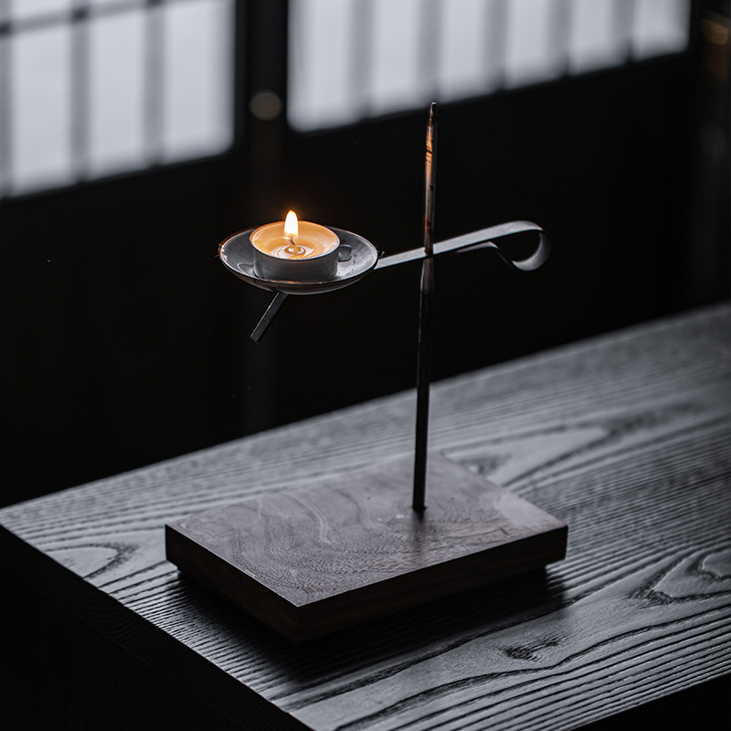 Bàn làm nến bằng sắt rèn thủ công kiểu Nhật, phòng trà Thiền kiểu Trung Quốc, tinh dầu thơm, đế nến, đèn dầu